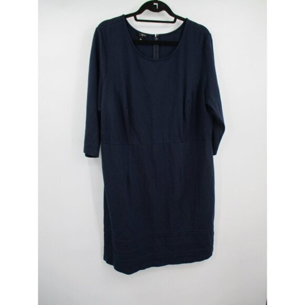 Talbots Womens Dress 16W Navy Long Sleeve Dress Rayon Business Casual Preppy